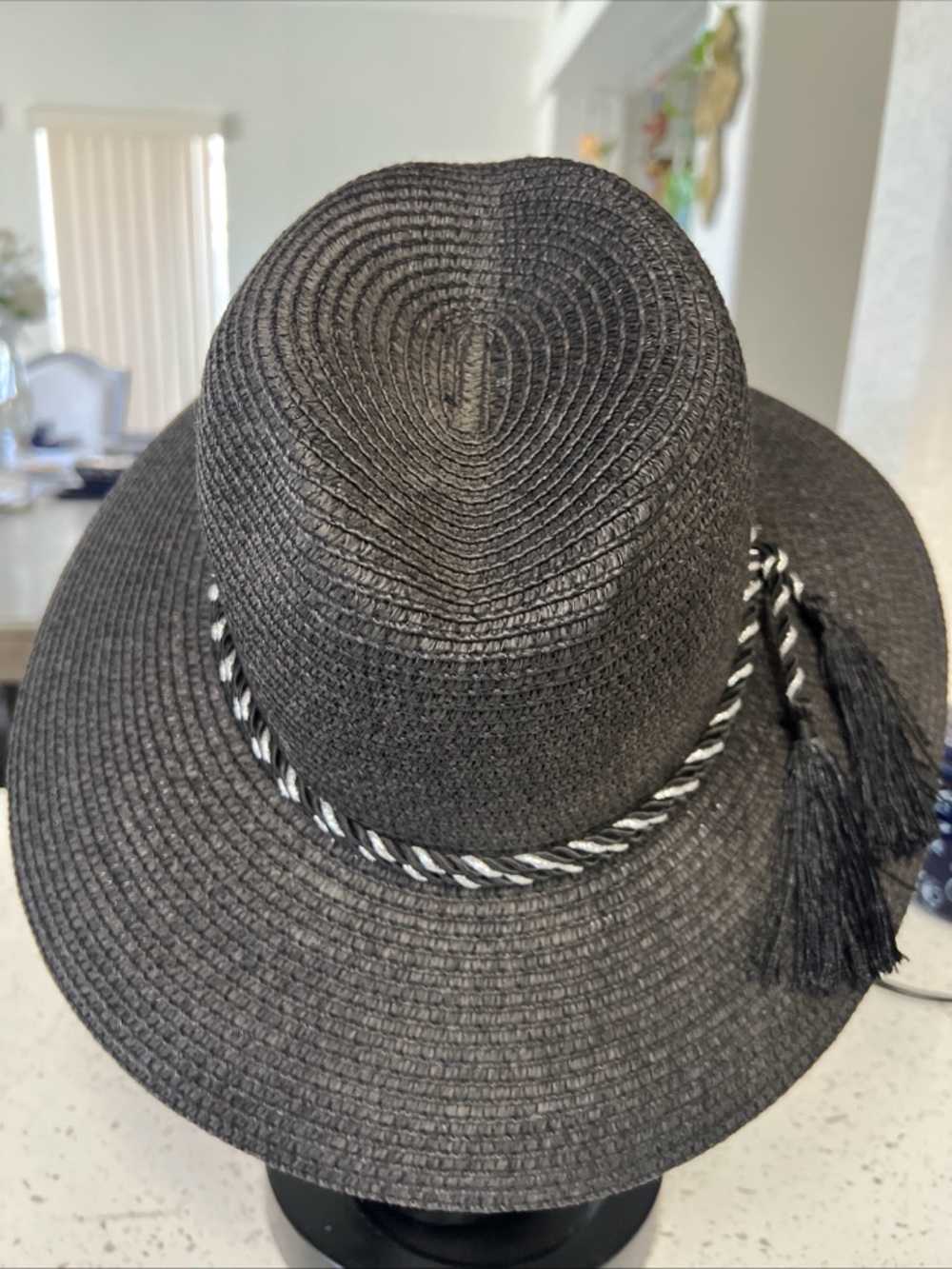 Cruise Club Black Braided Tassel Straw Sun Hat - Women Accessories